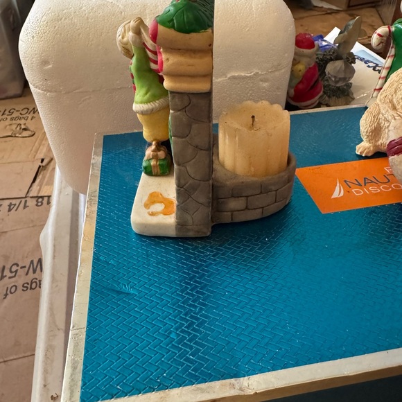 Vtg Little Boy Hanging His Stocking Tea Light Candle Holder Figurine " - Picture 4 of 4